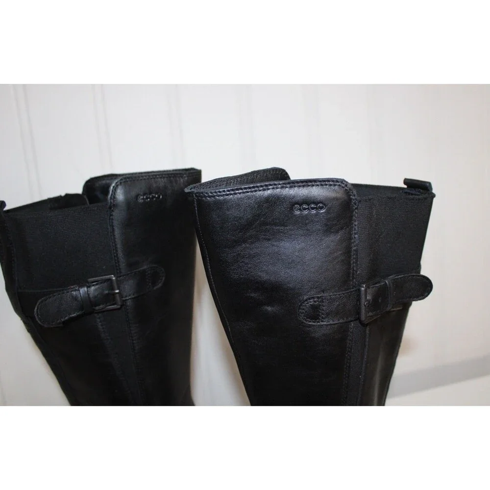 ECCO‎ Babett Boots EU 39 US 8 Black Leather GORE-TEX Waterproof Tall Wedge